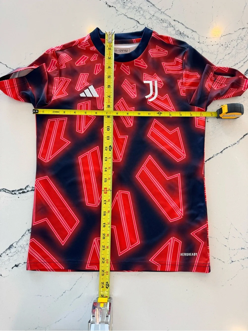 adidas Kids Juventus Neon Red & Black Graphic Soccer Jersey
